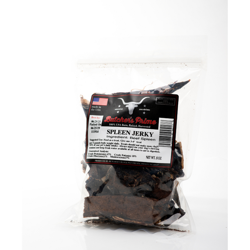 ROASTED BEEF SPLEEN JERKY STRIPS 8 oz PKG (20 pack)